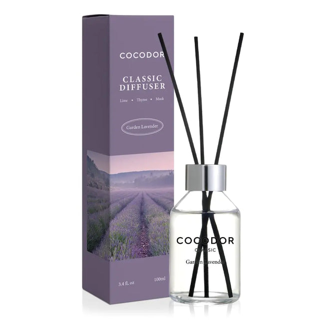 Classic Garden Lavender Reed Diffuser – 3.4 oz (100 ml) Essential Oil Fragrance Stick Set for Bedroom, Bathroom, and Home Décor