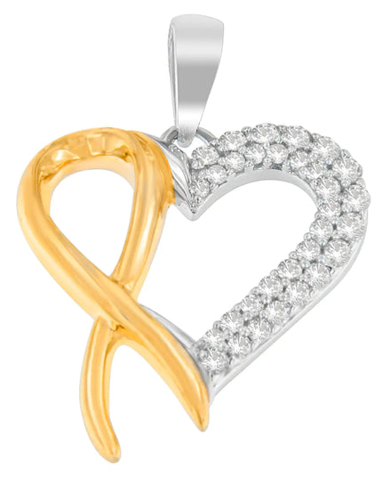 .925 Sterling Silver Two Toned 1/4 cttw Round Cut Diamond Pendant Necklace (H-I, I2-I3)