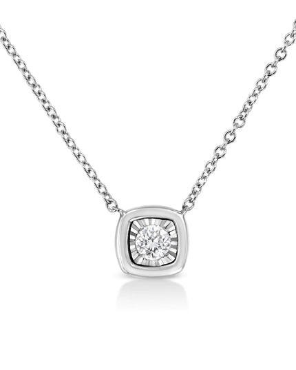 10K White Gold 1/10 Cttw Miracle Set Round-Cut Diamond 18" Pendant Necklace - Choice of Shape