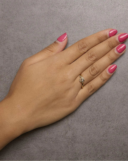 14K Yellow Gold Flash Plated .925 Sterling Silver 1/6 Cttw Diamond Swirl and Halo Promise Ring (I-J Color, I3 Clarity)