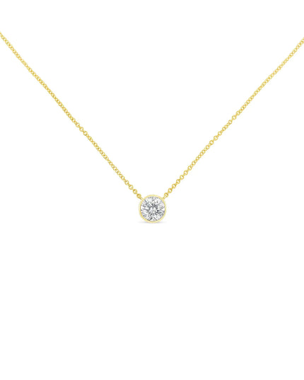 Sterling Silver Bezel-Set Diamond Solitaire Pendant Necklace (1/3 cttw, H-I Color, I1-I2 Clarity)