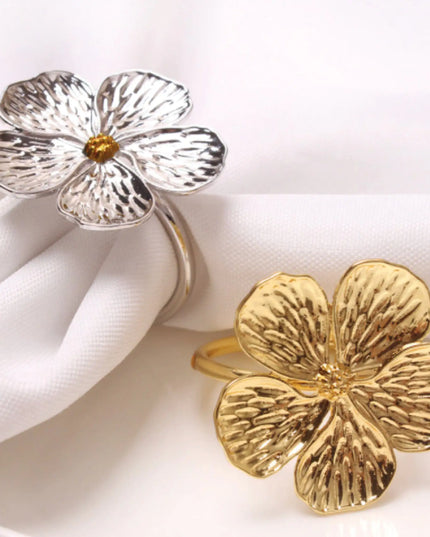 5 Leaf Flower Napkin Ring Set of 6