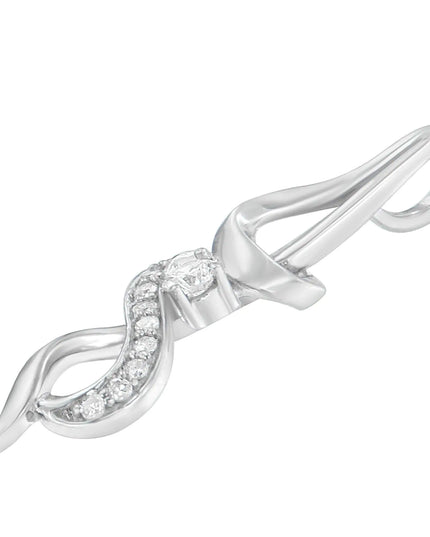 Espira 10K White Gold 1/5 cttw Round Cut Diamond Swirl Pendant Necklace (J-K, I1-I2)