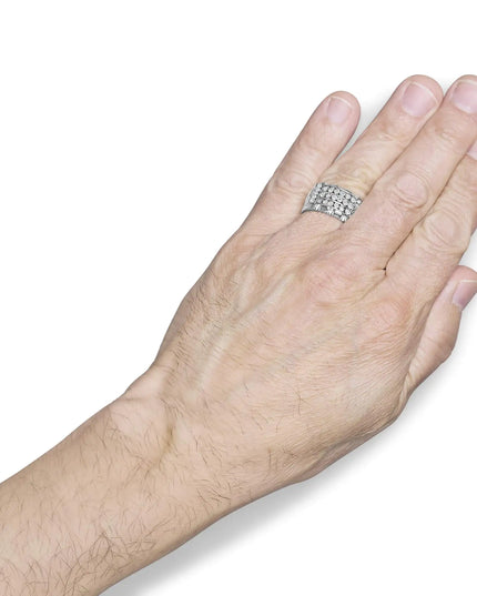 .925 Sterling Silver 1/4 Cttw Diamond Three Row Channel Band Ring (I-J Color, I3 Clarity) - Size 10