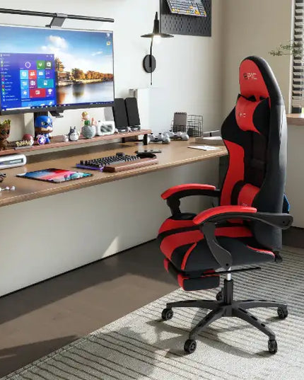 Ergonomic Gaming Chair, Black PU Leather, High-density Foam, 4supply