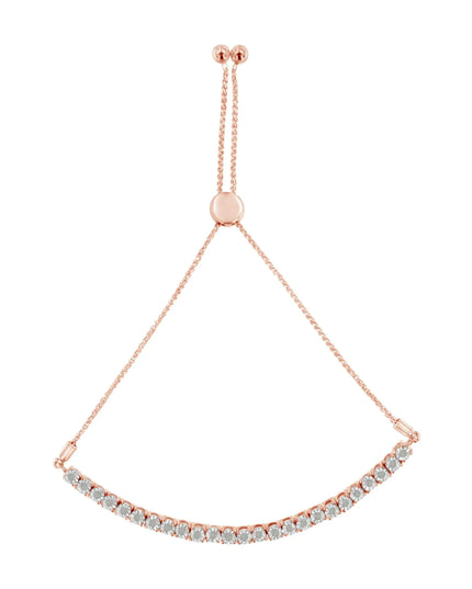 .925 Sterling Silver 1/4 Cttw Miracle-Set Diamond 4”-10” Adjustable Bolo Tennis Bracelet (I-J Color, I3 Clarity)