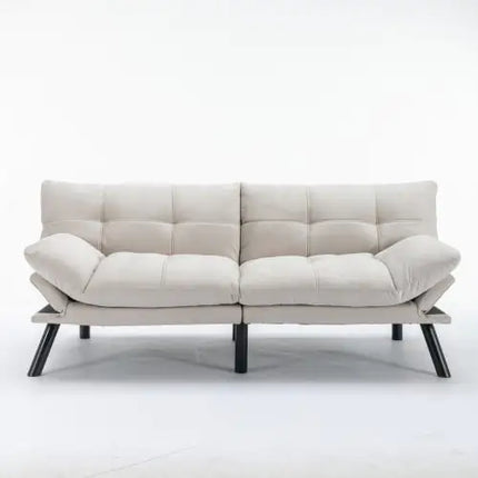 Cream Convertible Folding Modern Sofa Bed