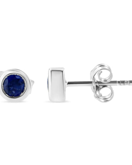 .925 Sterling Silver Bezel Set 3.5mm Created Gemstone Solitaire Stud Earrings