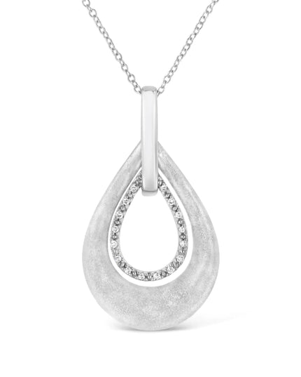 .925 Sterling Silver Prong-Set Diamond Accent Fashion Double Drop Design 18" Pendant Necklace (I-J Color, I1-I2 Clarity)