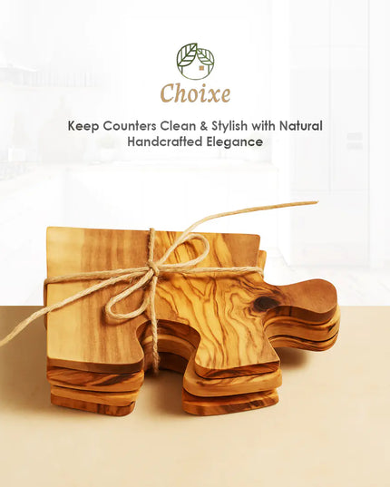 Olive Wood Coaster Puzzle 4-Pcs Set.