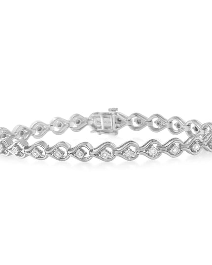 .925 Sterling Silver 1/4 Cttw Diamond Miracle-Set Teardrop Shaped 7” Link Bracelet (I-J Color, I3 Clarity)