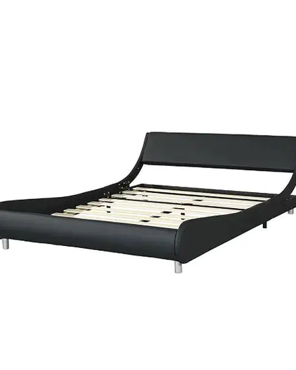 Upholstered Platform Bed Frame, Faux Leather, LED Lighting, Remote Control, APP
