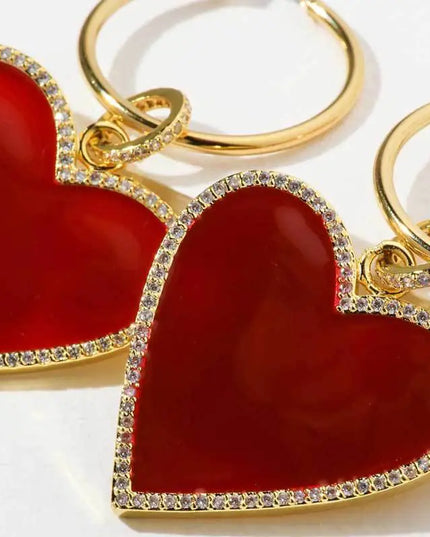 Red Heart Drop Earrings