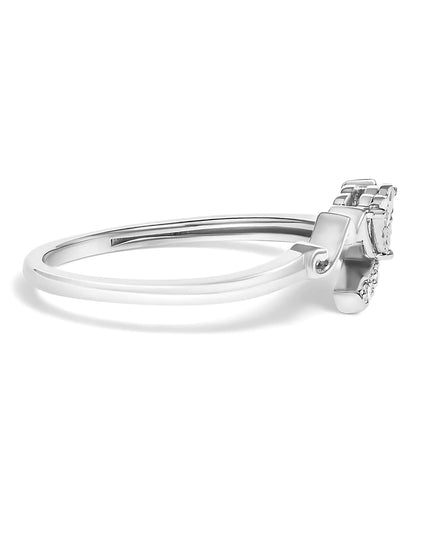 .925 Sterling Silver Diamond Accent "MOM" Heart Ring (J-K Color, I2-I3 Clarity)
