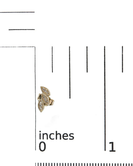 10K Yellow Gold 1/10 Cttw Diamond Triple Leaf Stud Earring (H-I Color, I1-I2 Clarity)