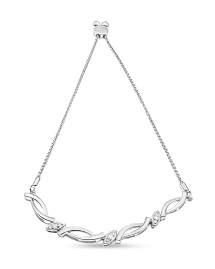 .925 Sterling Silver Diamond Accent Alternating Swirl link Bolo Bracelet (I-J Color, I2-I3 Clarity) - 6" to 9" Adjustable