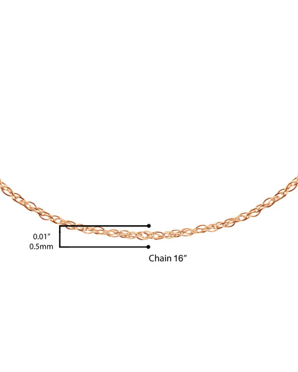 10K Gold 0.5 mm Slender & Dainty Fine Rope Chain Necklace