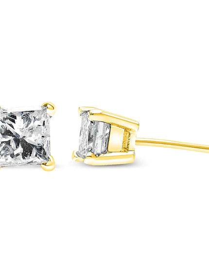 14K Yellow Gold 1/4 Cttw Princess-Cut Square Near Colorless Diamond Classic 4-Prong Solitaire Stud Earrings (H-I Color, I1-I2 Clarity)