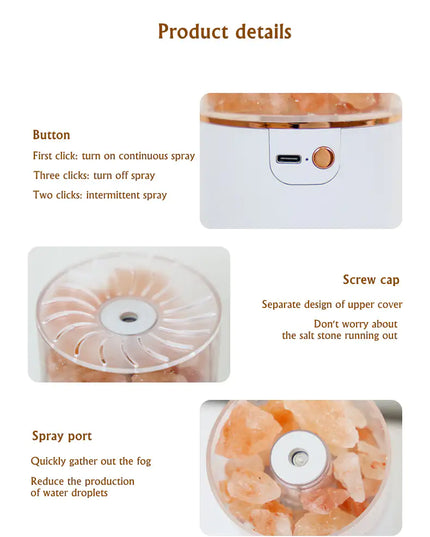 LED light Crystal Salt Stone Humidifier Essential Oil Diffuser