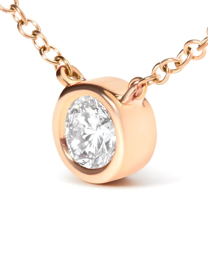 10K Gold 1/10 Carat Round Brilliant-Cut Diamond Modern Bezel-Set Solitaire 16"-18" Pendant Necklace