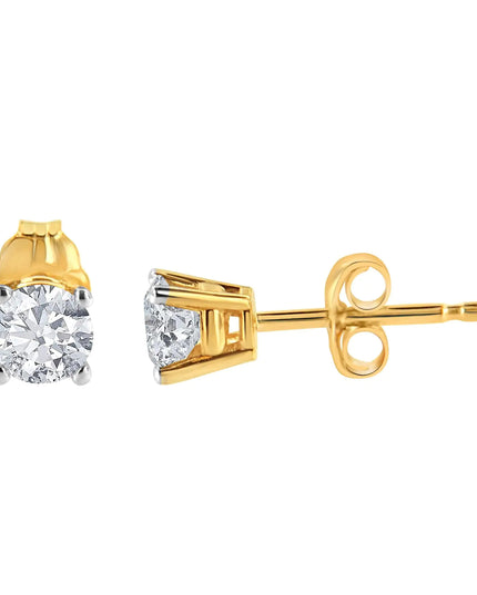 14K Yellow Gold 1/2 Cttw Round-Cut Diamond Solitaire Stud Earrings (O-P Color, SI2-I1 Clarity)