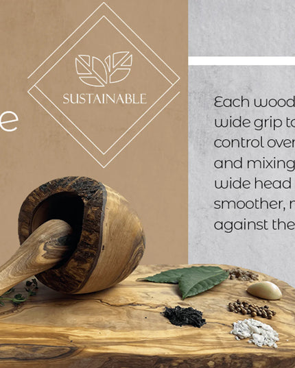 Olive Wood Rustic Mortar and Pestle