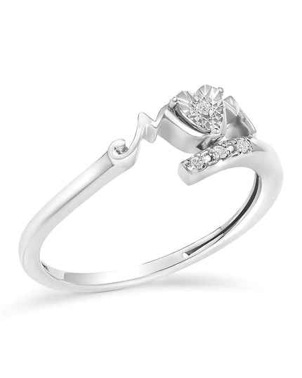 .925 Sterling Silver Diamond Accent "MOM" Heart Ring (J-K Color, I2-I3 Clarity)