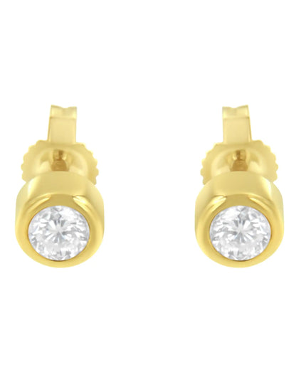 10K Gold 0.30 Cttw Round Brilliant-Cut Near Colorless Diamond Bezel-Set Stud Earrings (H-I Color, I1-I2 Clarity)