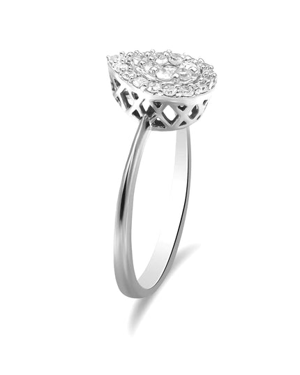 10K White Gold 3/8 Cttw Round-Cut Lab Grown Diamond Cluster Pear Promise Ring (G-H Color, VS2-SI1 Clarity)