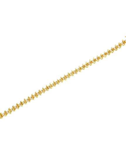 10KT Yellow Gold Plated .925 Sterling Silver 1 cttw Prong-Set Diamond Link Bracelet (J-K, I1-I2) - 7.5"