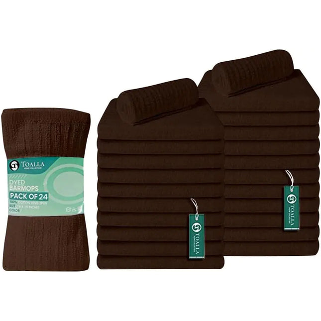 Bar Mop Towels – 16x19 Ribbed Brown, 100% Cotton, Pack of 24 – Absorbent Kitchen Dish Towels, Washcloths & Restaurant Cleaning Rags