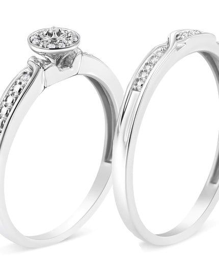 .925 Sterling Silver Diamond Accent Frame Twist Shank Bridal Set Ring and Band (I-J Color, I3 Clarity)