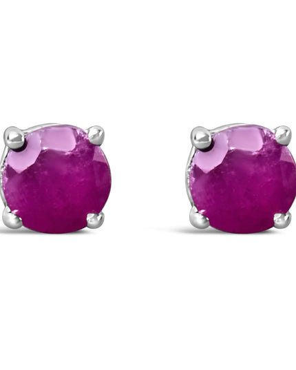 .925 Sterling Silver 3.5 MM Created Birthstone Solitaire Stud Earrings - Choice of Gemstone