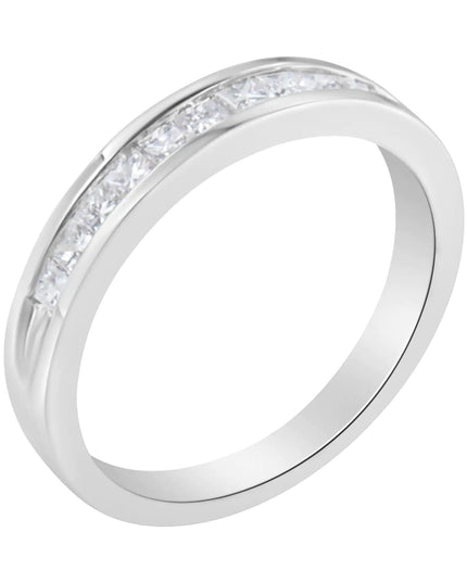 .925 Sterling Silver 1/2 Cttw Princess-Cut Diamond Channel-Set Half-Eternity Wedding or Anniversary Band Ring (H-I Color, I2 Clarity)