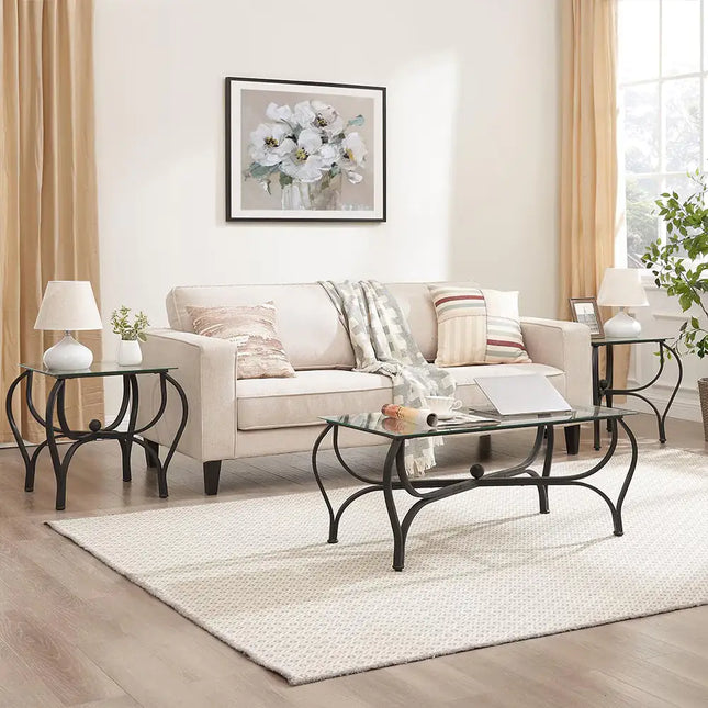 3-piece Glass Coffee Table Set