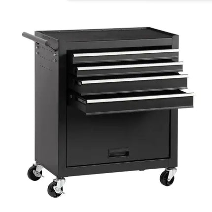 4-drawer Rolling Tool Chest, Cabinet With 4 Wheels, Black