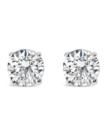 14K Gold 1.0 Carat Round Brilliant Cut Lab Grown Diamond 4-Prong Classic Solitaire Stud Earrings