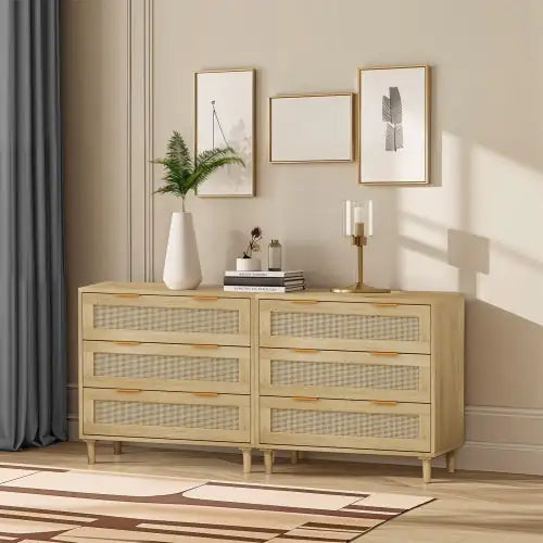 3 Drawers Rattan Locker Rattan Drawer - 2 Piece Set
