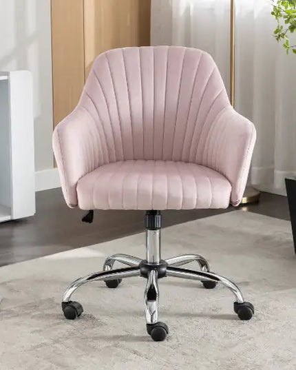 Modern Velvet Accent Chair With Adjustable Height & Casters