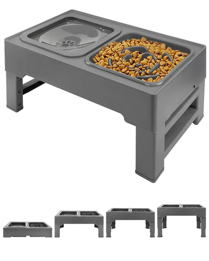 Petaby Elevated Dog Bowls with Slow Feeder & No-Spill Water Bowl – Adjustable Heights for Small and medium dogs