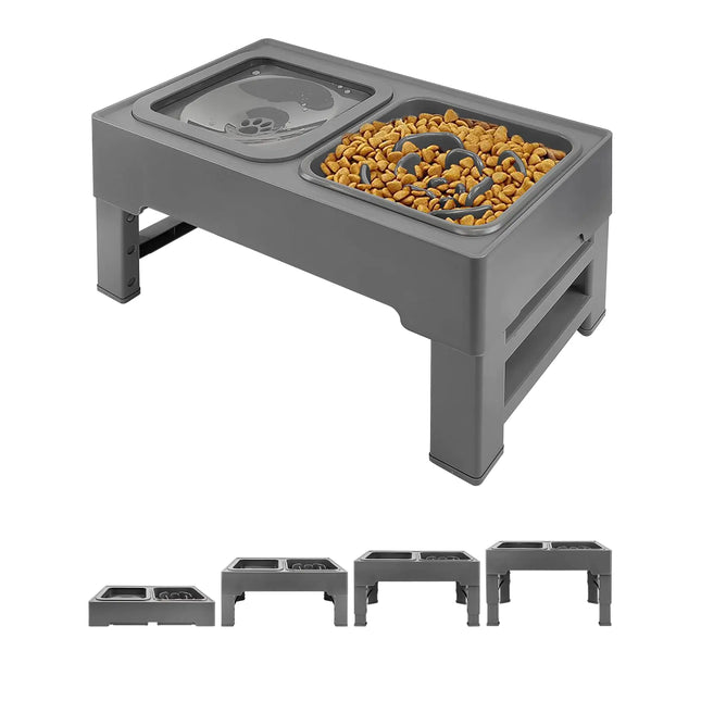 Petaby Elevated Dog Bowls with Slow Feeder & No-Spill Water Bowl – Adjustable Heights for Small and medium dogs