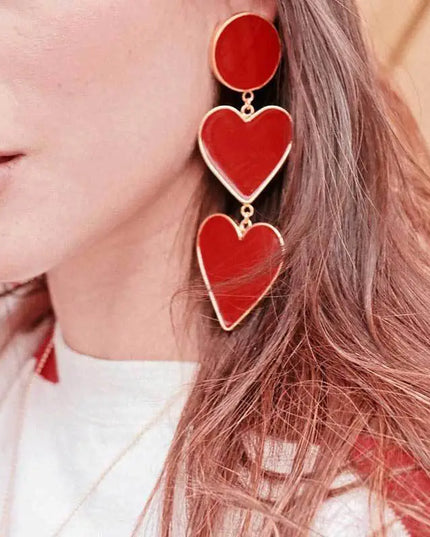2 Red Heart Earrings