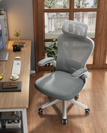 Black Mesh High-back Swivel Office Chair With Headrest & Lumbar Support