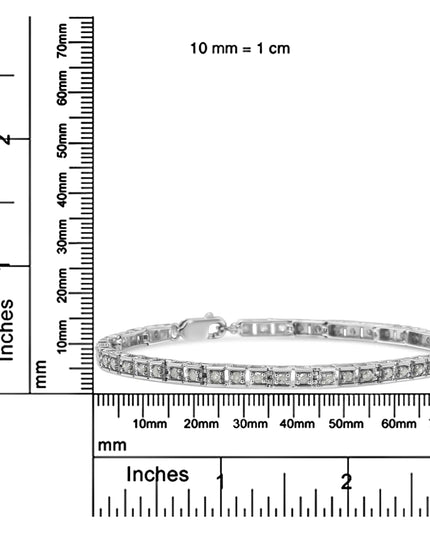 .925 Sterling Silver 1.0 Cttw Diamond Square Hybrid Link 7" Tennis Bracelet (I-J Color, I2-I3 Clarity)