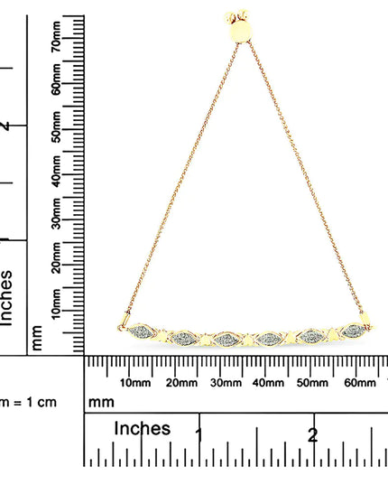 .925 Sterling Silver Diamond Accent Alternating Marquise Shape and Heart Links Bolo Bracelet (I-J Color, I3 Clarity) - Adjustable 6" to 9"
