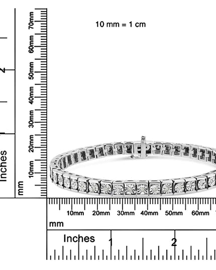 .925 Sterling Silver Miracle Set Diamond Accent Classic Tennis Bracelet (I-J Color, I2-I3 Clarity) - 7.25"