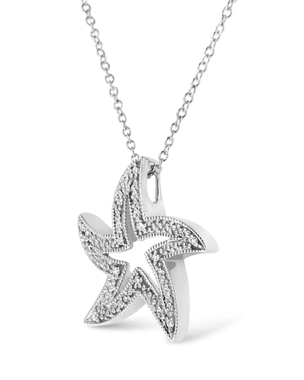 .925 Sterling Silver Prong-Set Diamond Accent Starfish 18" Pendant Necklace (I-J Color, I1-I2 Clarity)