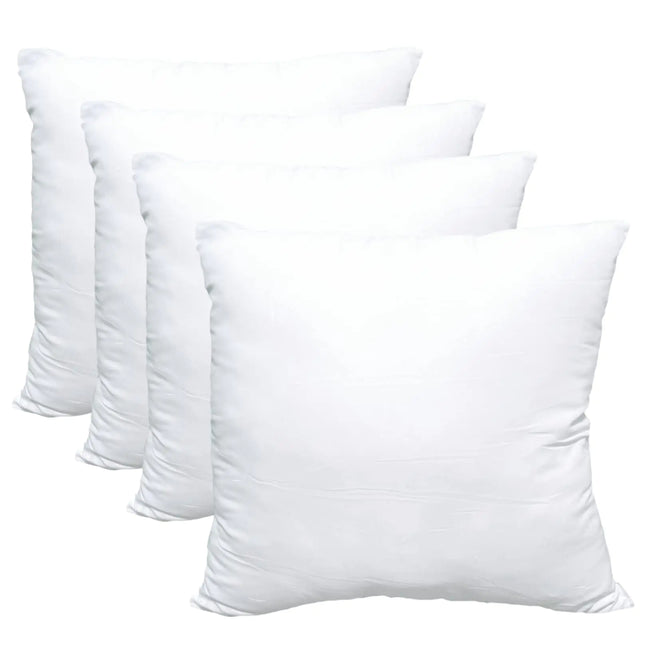 Obruosci Luxury Pillow Inserts Pack of 4, 16 x 16 inches Hypoallergenic Ultra Soft White Polyester Microfiber Durable Couch Cushion Fillers