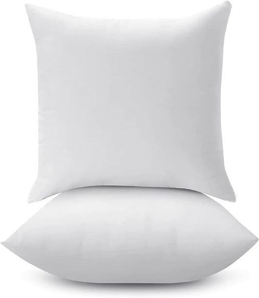 LANE LINEN 18" x 18" Throw Pillow Insert - Pack of 2 White Down Alternative Pillow Inserts for Decorative Pillow Covers Throw Pillows for Bed Couch Pillows for Living Room