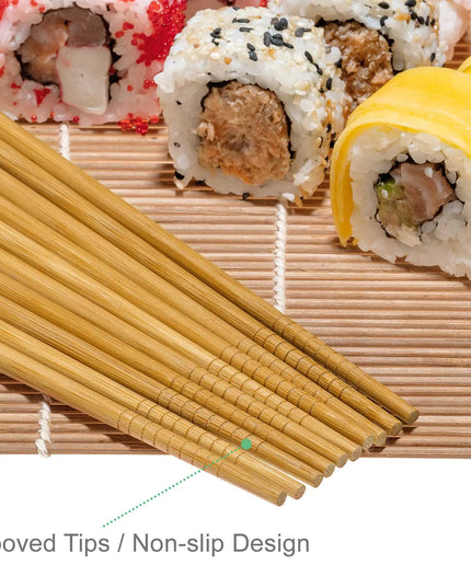 Bamboo Sushi Kit: 2 Mats, 5 Pairs Chopsticks, Rice Paddle, Spreader